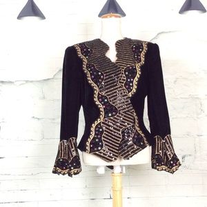 Julie Duroche 80's Glam Velvet Pointed Tail Blazer